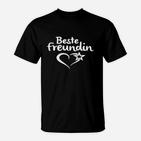 Beste Freundin Schwarzes Damen-T-Shirt mit Herzstern-Motiv
