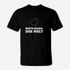 Beste Mama der Welt Schwarzes T-Shirt, Muttertag Herz Design