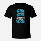 Bogenschießendes Damen T-Shirt mit Spruch, Schwarzes Bogenthema