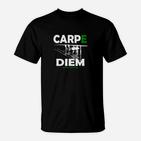 Carpe Diem Schwarzes T-Shirt, Modernes Design mit Schriftzug