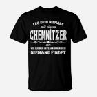 Chemnitzer Spruch Schwarzes T-Shirt, Humorvolles Design Tee