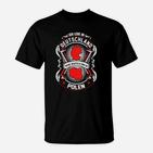 Deutschland-Polen Herz-Design T-Shirt in Schwarz-Rot