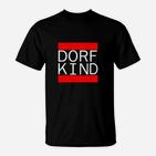 Dorfkind Grafik T-Shirt in Schwarz, Lustiges Dorfleben Motiv