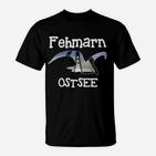 Fehmarn Ostsee Segelboot Design T-Shirt, Marine Motiv in Schwarz