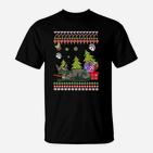 Festlicher Katzen Weihnachtspullover T-Shirt, Weihnachtskatze Motiv