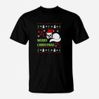 Fröhliche Weihnachten Panda T-Shirt im Hässlichen Pullover-Stil