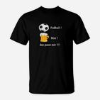 Fußball & Bier Fan T-Shirt Schwarz, Spruch Tee für Sportliebhaber