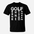 Golf Erfahrung Schwarzes T-Shirt, Vertikaler Schriftzug Design