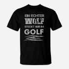 Golf Wolf Schwarzes Herren T-Shirt, Lustiges Motiv für Golfsportfans