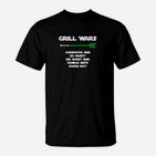 Grill Wars BBQ-T-Shirt, Vorsicht mit Wurst Spruch, Dunkle Seite Design