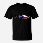 Herren T-Shirt Herzfrequenz & Tschechische Flagge, Patriotisches Design
