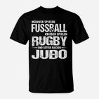 Herren-T-Shirt mit Fußball Rugby Judo Motiv, Sportliches Spruch Shirt