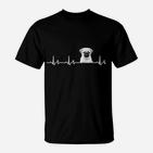 Herren T-Shirt mit Hundepfoten und EKG-Design, Tierliebhaber Bekleidung