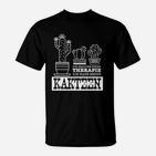 Kaktusliebhaber Schwarzes T-Shirt, Spruch Therapie durch Kakteen