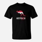 Känguru T-Shirt inspiriert von Australien in Schwarz, Tiermotiv Tee