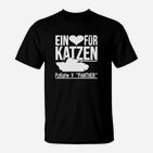 Katzenliebe & Panzer Design Schwarzes Herren T-Shirt