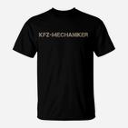KFZ-Mechaniker Schwarzes T-Shirt mit Weißer Aufschrift, Auto-Reparatur Tee