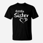 Kleine Schwester Herz & Stern T-Shirt, Trendiges Design Schwarz