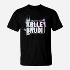 Kölle Brudi T-Shirt: Stadtsilhouette & Spruch-Design, Schwarzes Tee