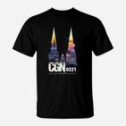 Kölner Dom & CGN 0221 Schwarzes T-Shirt – Urbaner Stil Kollektion