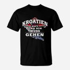 Kroatien Ruft T-Shirt, Schwarzes Tee für Urlauber