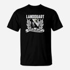 Landquart Adler-Wappen Schwarzes T-Shirt für Herren, Stilvolles Design
