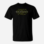 Lässiges 'Pew Pew Pew' Grafik T-Shirt, Bequemes Freizeitshirt