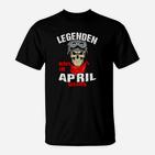 Legenden Geboren im April T-Shirt, Schwarzes Skull-Design Tee