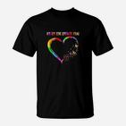 LGBTQA+ Herren T-Shirt, Regenbogen-Herz & Einfache Frau Motiv in Schwarz