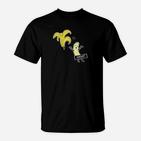Lustiges Bananen-Cartoon Schwarzes T-Shirt für Erwachsene, Komisches Design