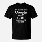 Lustiges Herren T-Shirt - Meine Frau weiß alles, Spruch Design