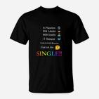 Lustiges Single-Status T-Shirt mit Weltstatistik-Design für Singles