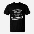 Lustiges Slowakei Therapie Herren T-Shirt mit Spruch, Schwarz