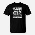 Motorrad-Enthusiasten T-Shirt Tempo 100 in <4 Sek., Schwarzes Herrenshirt