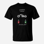 Motorrad-T-Shirt Schwarz, Französischer Spruch & Ampel-Design