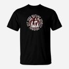 Natur- und Bergmotiv Schwarzes T-Shirt mit Vintage-Schriftzug