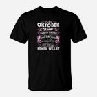 Oktober Geburtstagsfrau T-Shirt mit Lustigem Spruch