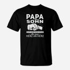 Papa und Sohn Herz an Herz Schwarz T-Shirt mit Motivspruch