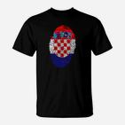 Pixel-Optik Kroatisches Wappen-Design T-Shirt, Grafikshirt