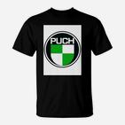 Puch-Logo Klassisches Schwarz T-Shirt für Motorradfans