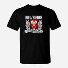 Schwarz Biel/Bienne T-Shirt mit Flügel- & Wappen-Design