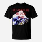 Schwarzes Auto Motiv T-Shirt für Herren, Schneller Besser Wütend