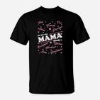 Schwarzes Damen-T-Shirt mit Mama-Print in Herzform, Geschenkidee