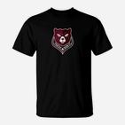 Schwarzes Herren-T-Shirt mit Bären-Emblem und Slogan