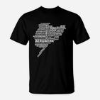 Schwarzes Herren-T-Shirt mit Bergbau-Wordcloud Design, Minenarbeiter Motiv