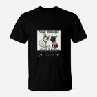 Schwarzes Katzenmotiv T-Shirt, Fünf Bunnys & kleine Sterne