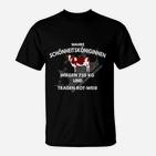 Schwarzes Kuhmotiv T-Shirt, Rote-Weiße Kuh Spruch Tee