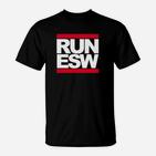 Schwarzes RUN ESW Street-Style T-Shirt, Urban Fashion Tee