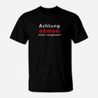 Schwarzes T-Shirt Achtung Atmen Nicht Vergessen, Lustiges Spruch-Shirt