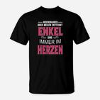 Schwarzes T-Shirt Enkel im Herzen Spruch für Großeltern